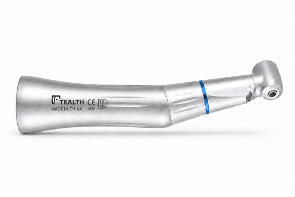 Winkelstück blau 1:1 mit Licht und Spray – TEALTH, CE 1639, autoklavierbar bis 135 °C