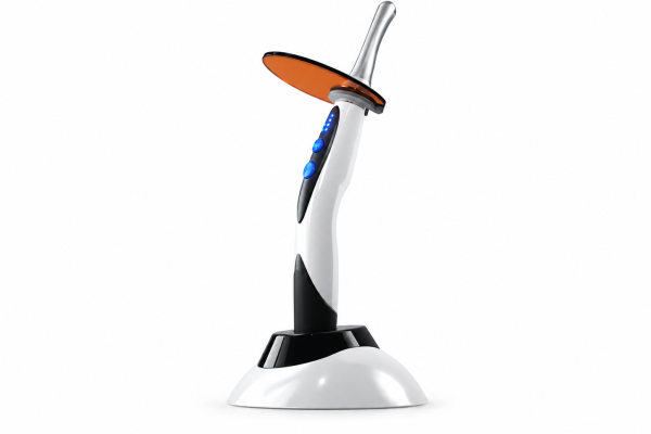 O-Light Plus Polymerisationslampe PO-0321 mit Blendschutz und Ladestation &ndash; CGI auf wei&szlig;em Hintergrund